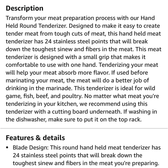 LEM Professional Meat Tenderizer Handheld Stainless Steel & White Plastic - Picture 8 of 8